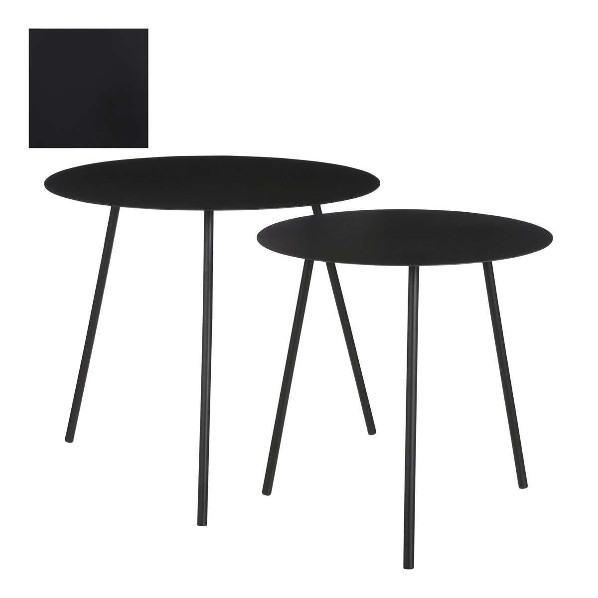 Pontus Bijzettafel - Set van 2 - H45 x Ø55 cm - Metaal - Zwart